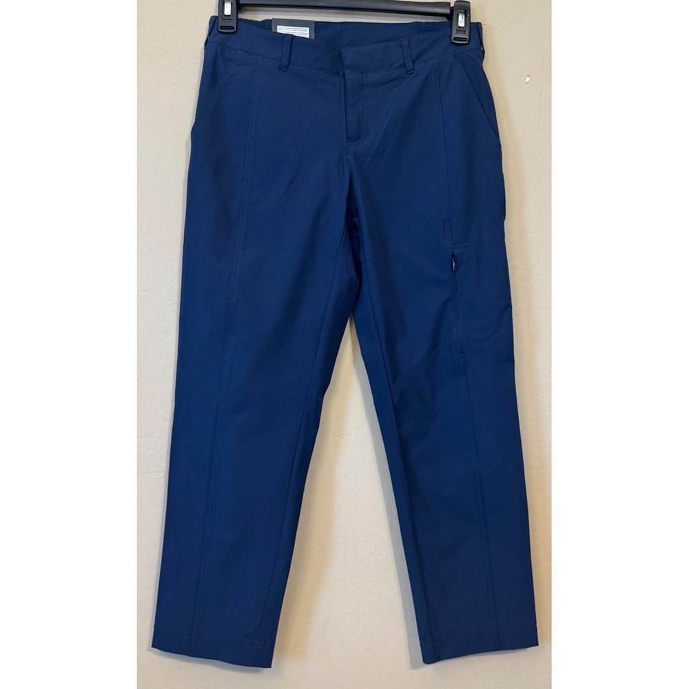 Kirkland Signature Travel Pants Women 4 Blue Stretch Cargo Pocket NEW